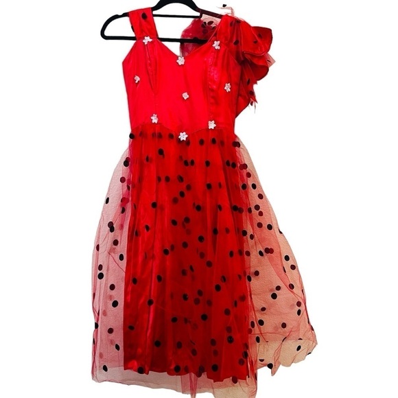 Red satin polka dot Gunne Sax Jessica McClintock 80s dress size 9 - Picture 1 of 9